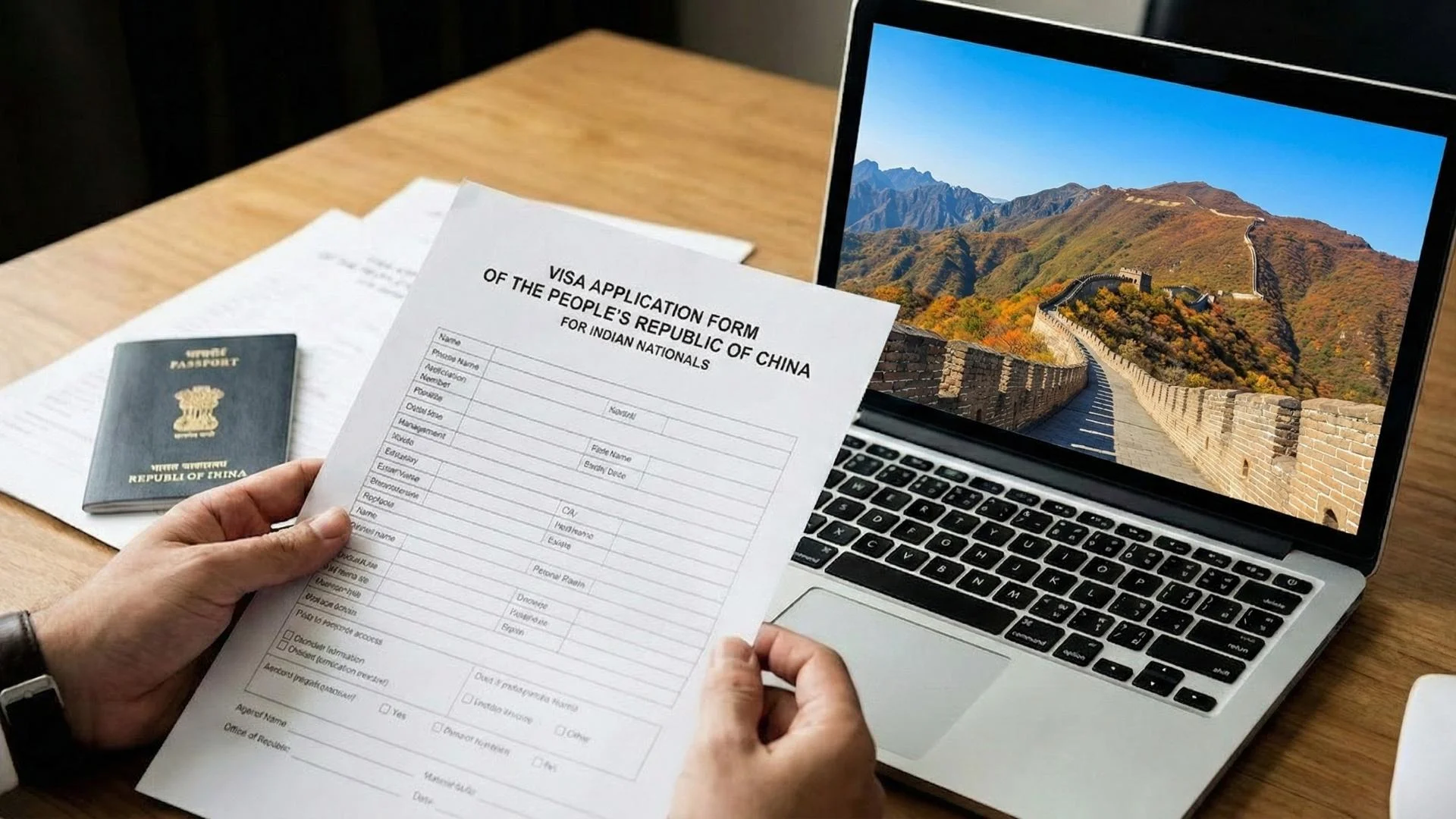 China visa requirements for Indian citizens with visa application form and passport