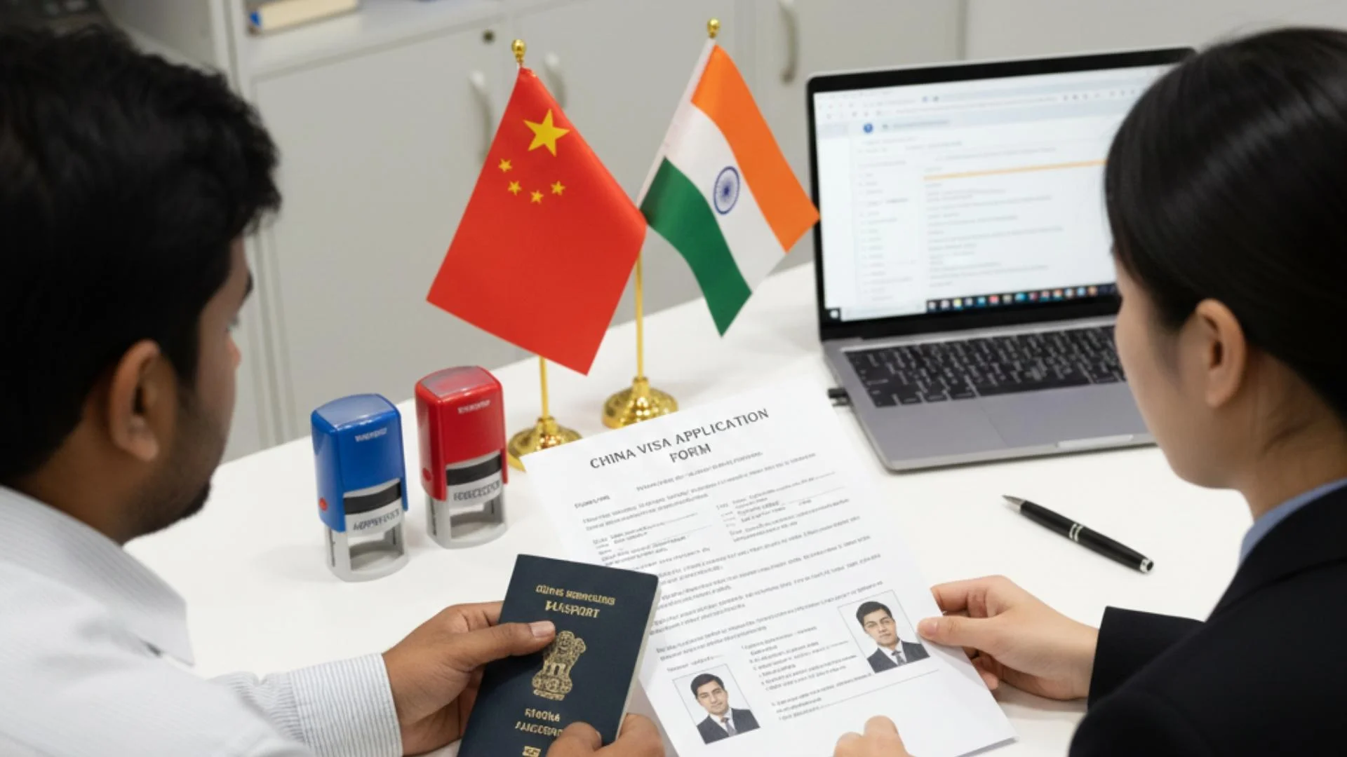 China Visa application process with Indian passport holder submitting documents